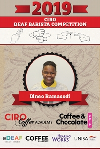 Ever enthusiastic, Dineo will be competing in the Ciro Deaf Barista competition for the second year in a row and this time is prepared for what the competition will bring.  Dineo enjoys serving customers in all aspects. In her current role, she not only serves coffee but also deli delights, baked goods, desserts and all things delicious.  In her spare time she enjoys drinking cappuccinos and spending time with friends.