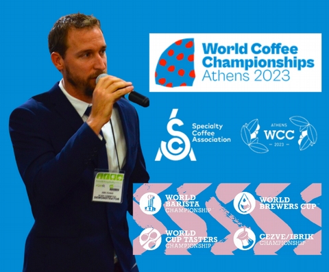 Exciting News: Our publisher and co-founder has been selected to be an MC at the World Coffee Competitions in Greece! - <p>We have a proud moment to share!

We are thrilled to announce that Iain Evans, our co-founder and Publisher and MC at hundreds of local coffee competitions, has been selected to MC at the World Coff...</p>