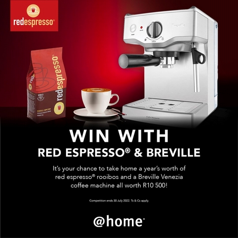 Prize worth R10 500: Win Red Espresso for a year + Breville Venezia Espresso machine from @home - <p>

We are so excited for you to read all about where the rooibos in Red Espresso's delicious product comes from, it's in the 40th Edition of the Print magazine, available everywhere now! Toge...</p>