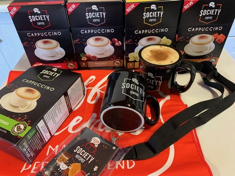 Win the full range of Society Coffee Cappuccino flavours and a hamper from Society Coffee! - <p>All you need to do to win the full range of Society Coffee Cappuccino flavours shown below as well as a hamper from Society Coffee including a microfibre cloth, and lanyard with a cool card game insid...</p>